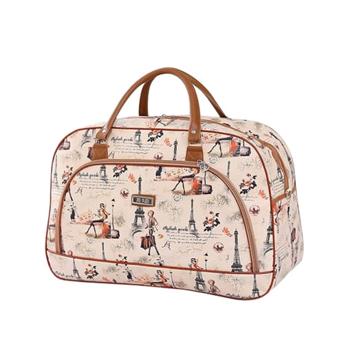 Fashion Women's Travel Bags PU Leather Large Capacity Waterproof Print Luggage Duffle Bag Packing Cube Weekend Pouch Accessories