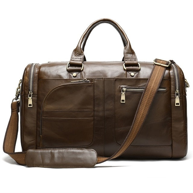 WESTAL men's travel bag genuine leather duffle bag men's overnight bag vingate weekend bag leather travel bag luggage business