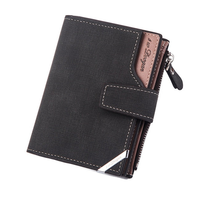 New Business men's wallet Short vertical Male Coin Purse casual multi-function card Holders bag zipper buckle triangle folding