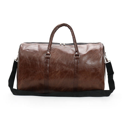 Free Shipping Popular Design PU Leather Weekend Duffel Bag Portable Highcapacity Men's Leisure Business Travel Bag Black Handbag