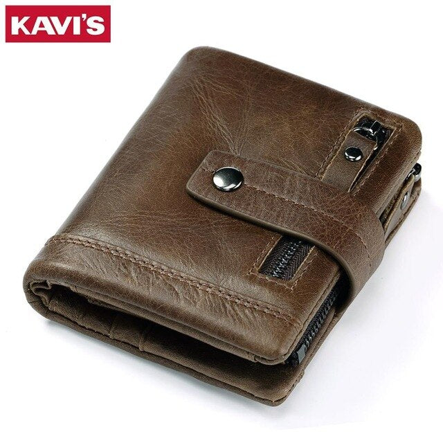 KAVIS Genuine Leather Wallet Men Coin Purse Male Cuzdan PORTFOLIO MAN Portomonee Small Mini Walet Pocket Fashion Man Card Holder